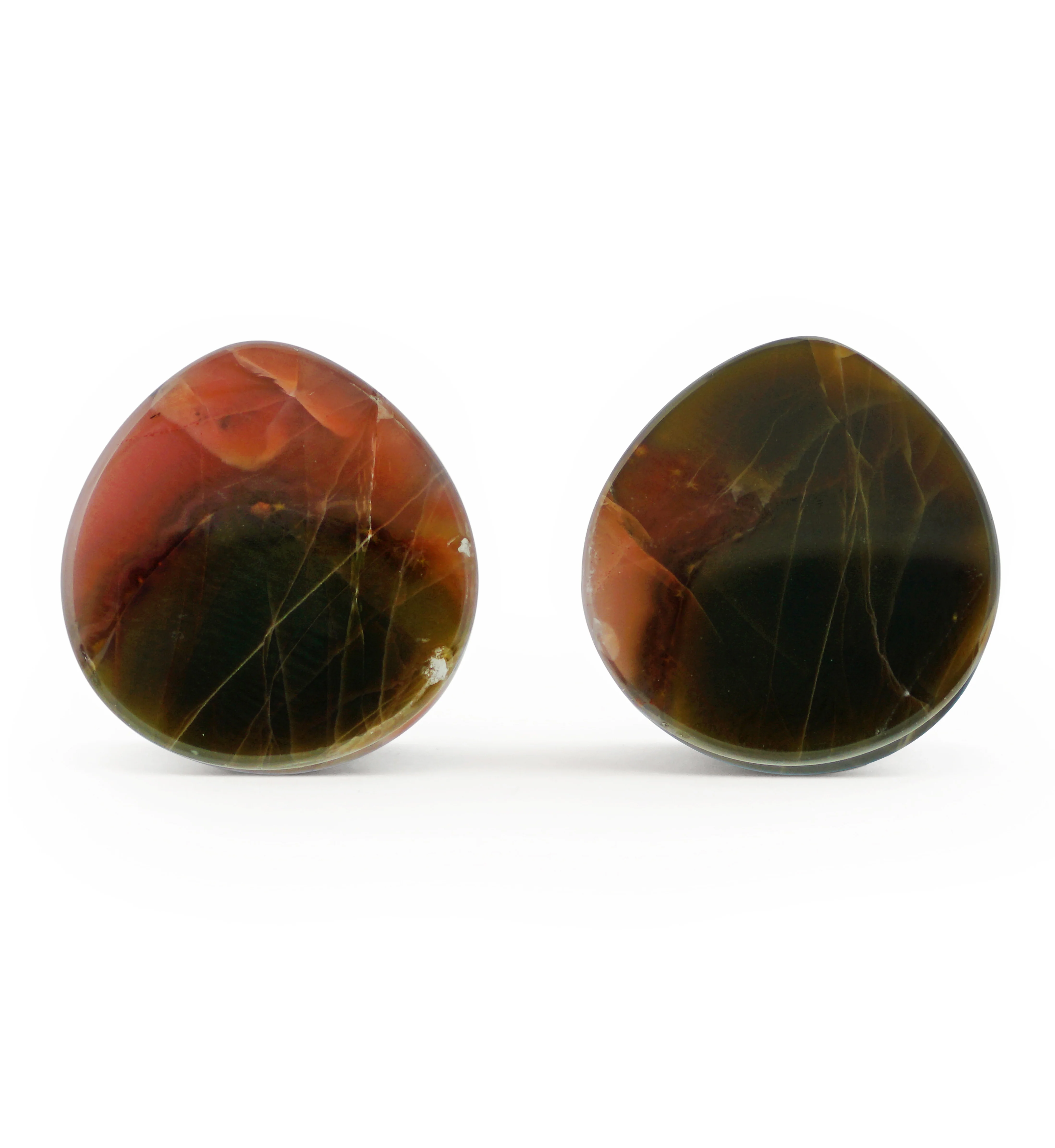 3/4" (19mm) Timor Agate Teardrop Double Flare Plugs Version 1
