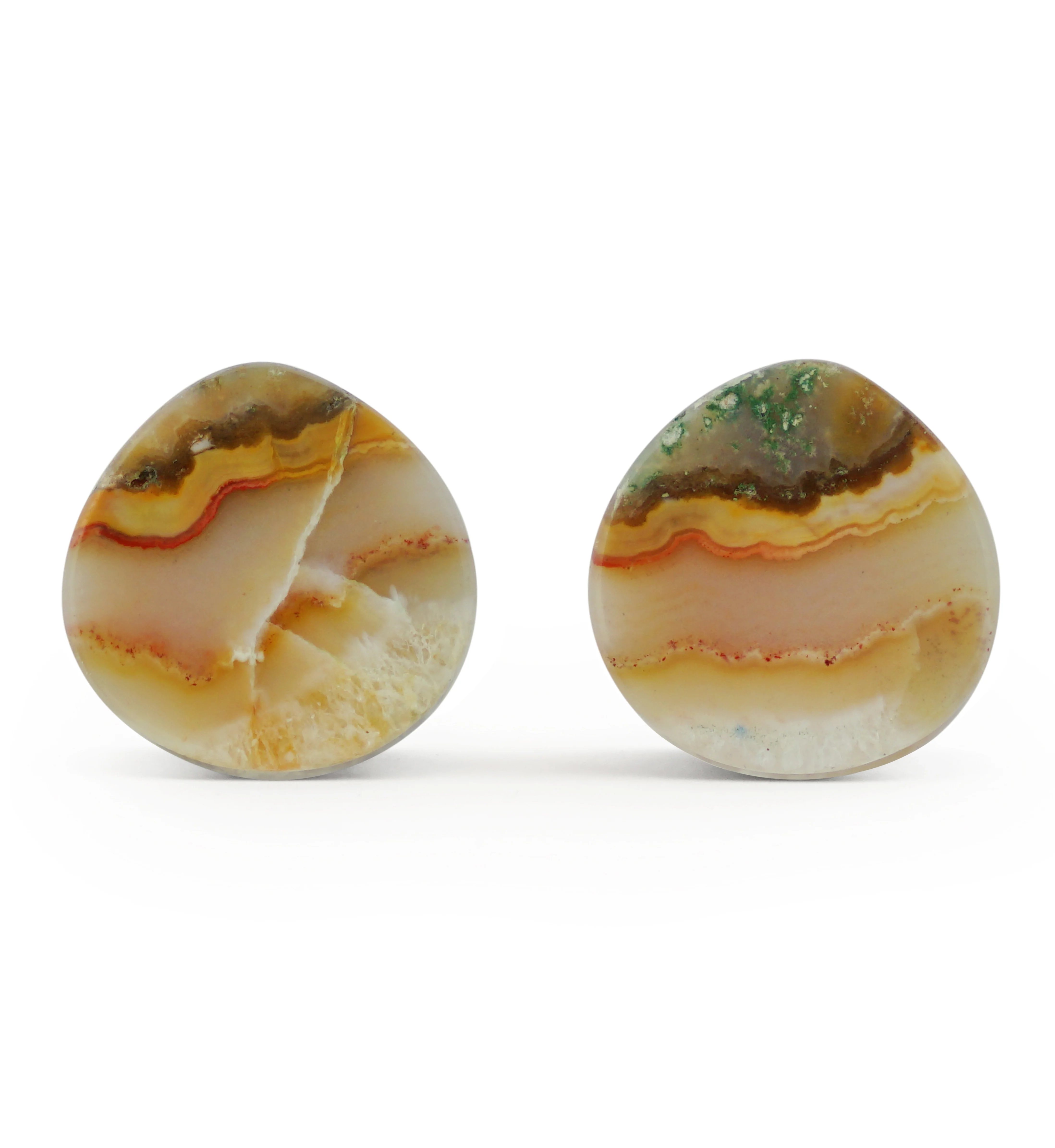 9/16" (14mm) Timor Agate Teardrop Double Flare Plugs Version 2