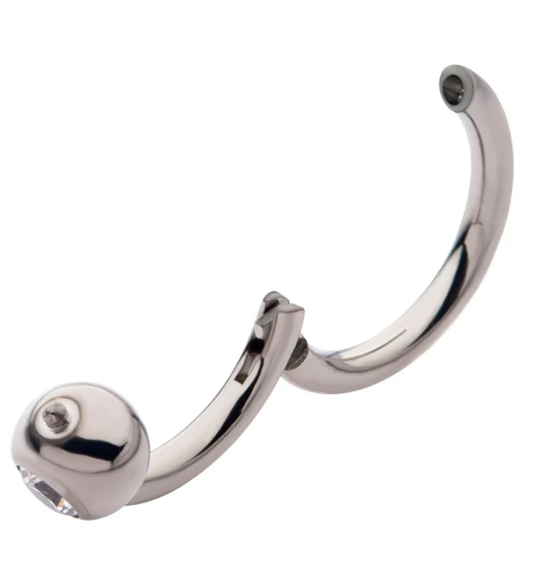 Titanium Side Facing CZ Bead Hinged Segment Captive Ring - Image 3