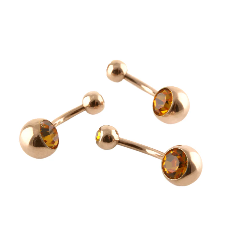 Topaz CZ PVD Rose Gold Belly Button Ring
