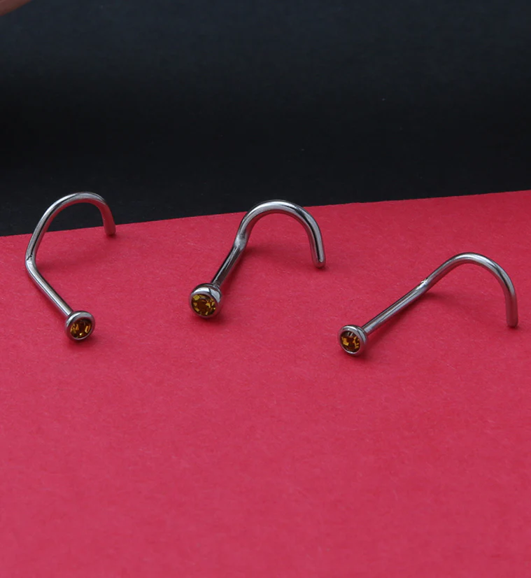 Topaz Gem Nose Screw Ring - Image 2