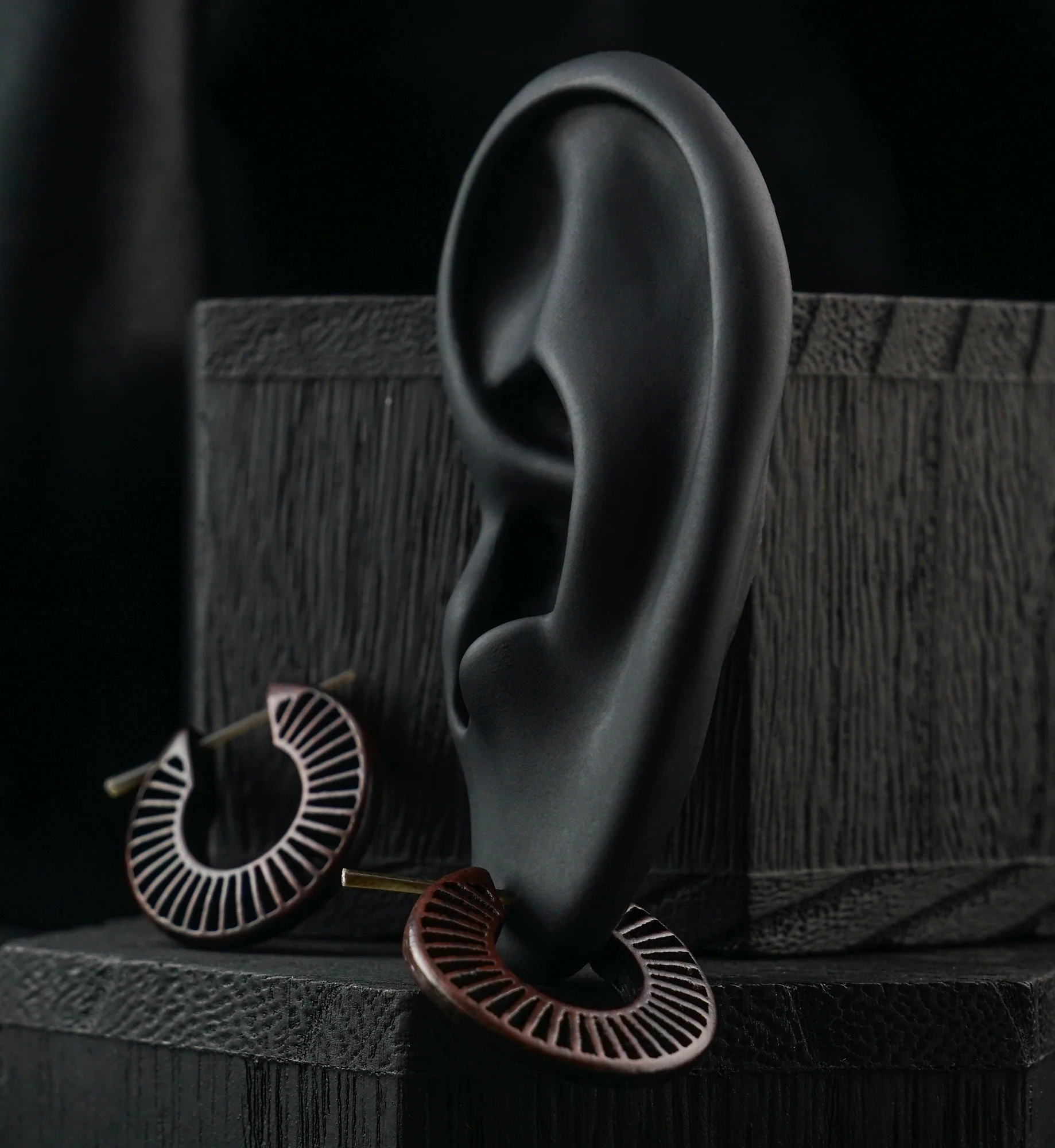 Torrent Hoop Wood Earrings - Image 2