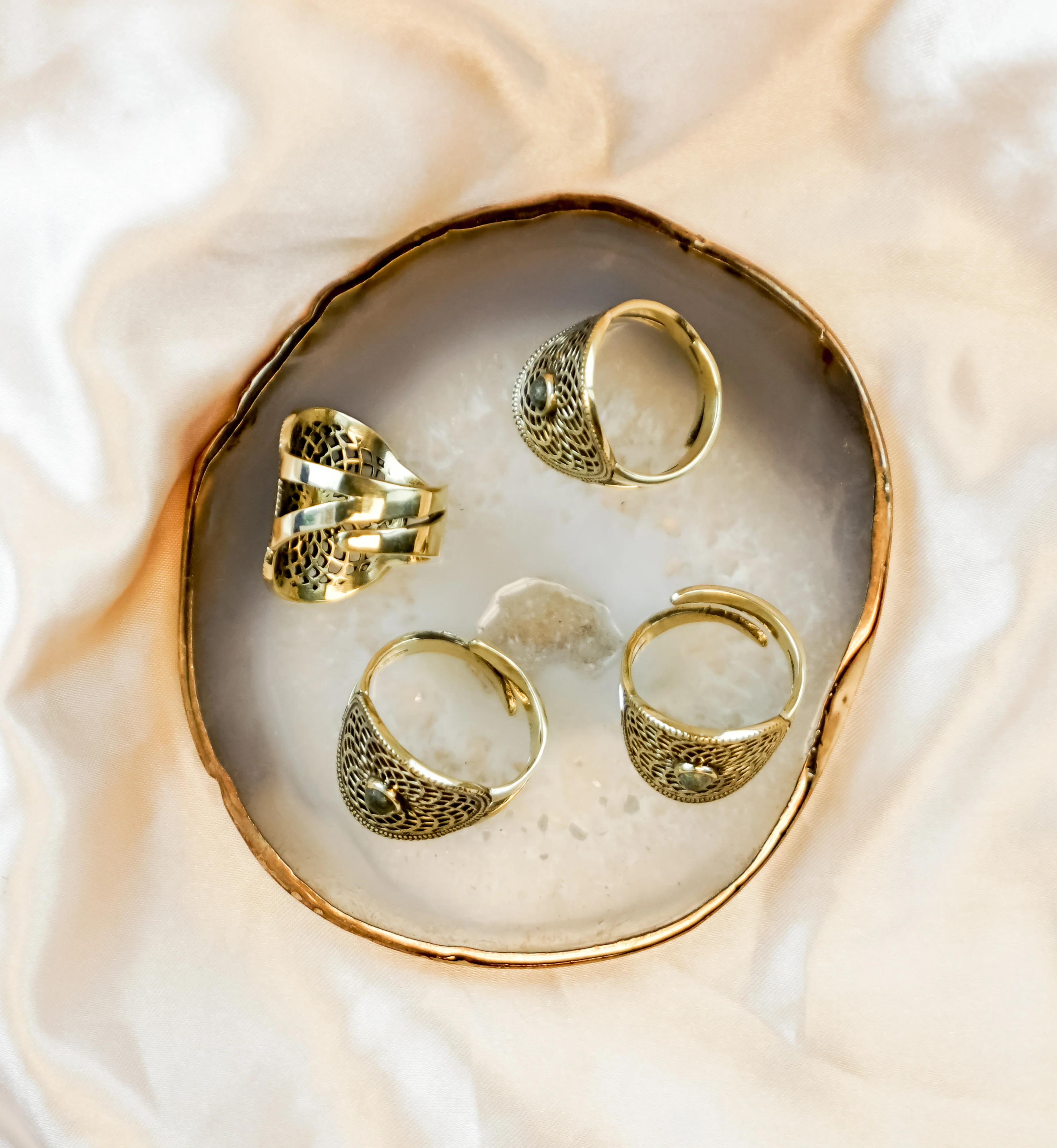 Torus African Jade Stone Brass Ring - Image 4