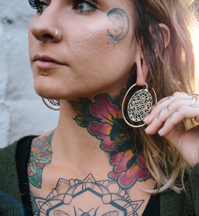Totemic Hoop White Brass Ear Weights - Image 4