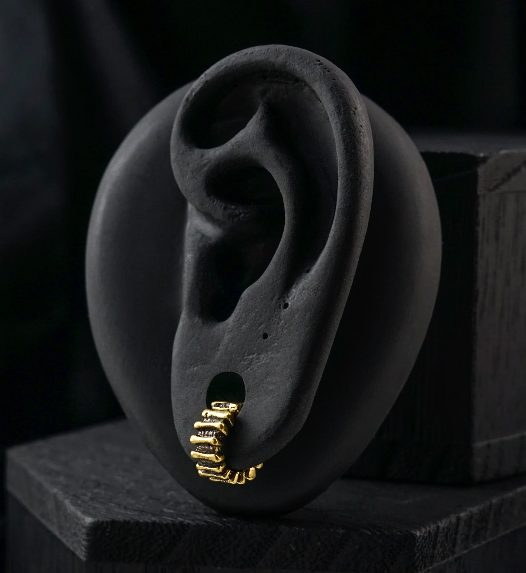 Tread Brass Hinged Stretched Ear Cuffs - Image 2