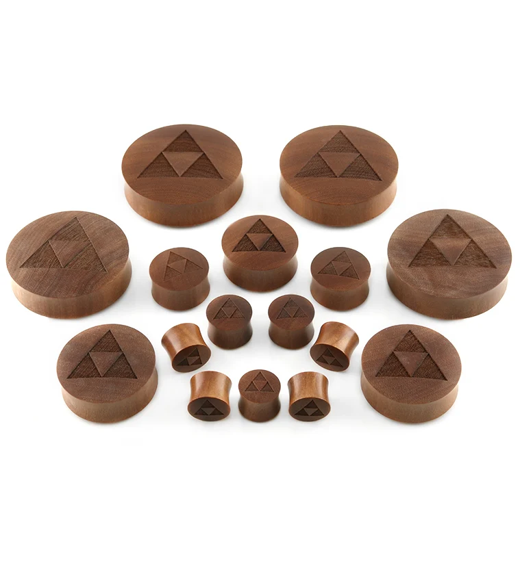 Tri Force Triangle Engraved Wood Plugs - Image 2