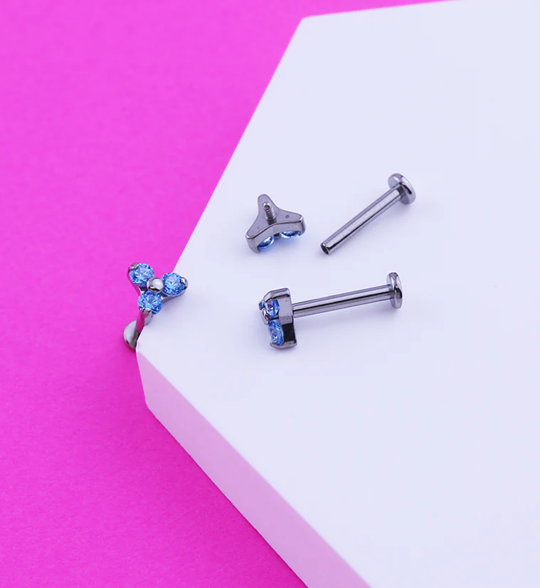Triad Aqua CZ Titanium Internally Threaded Labret - Image 2