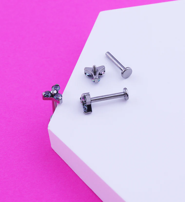 Triad Black Aurora CZ Titanium Internally Threaded Labret - Image 2