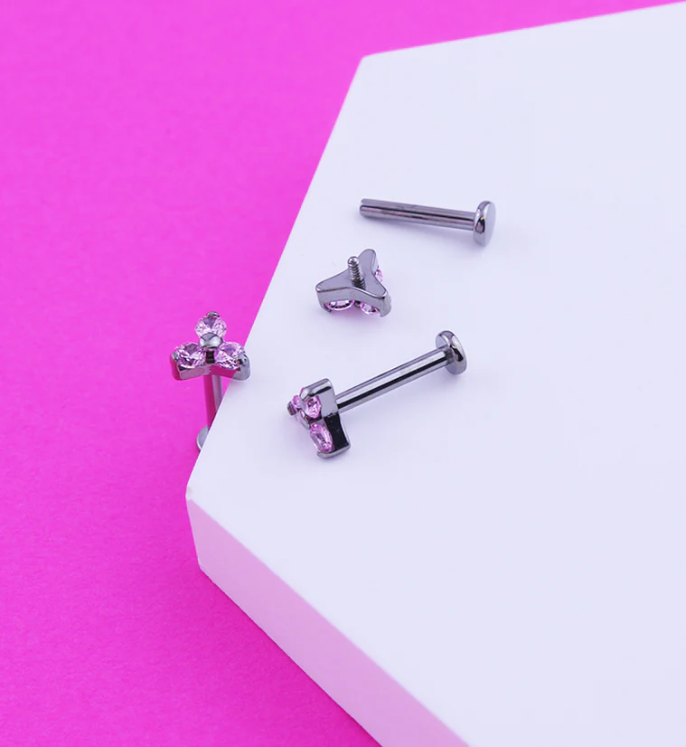 Triad Pink CZ Titanium Internally Threaded Labret - Image 2