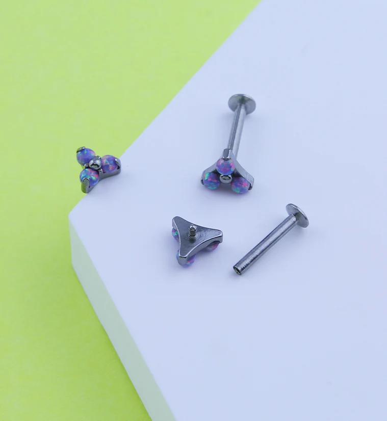 Triad Purple Opalite Titanium Internally Threaded Labret - Image 2