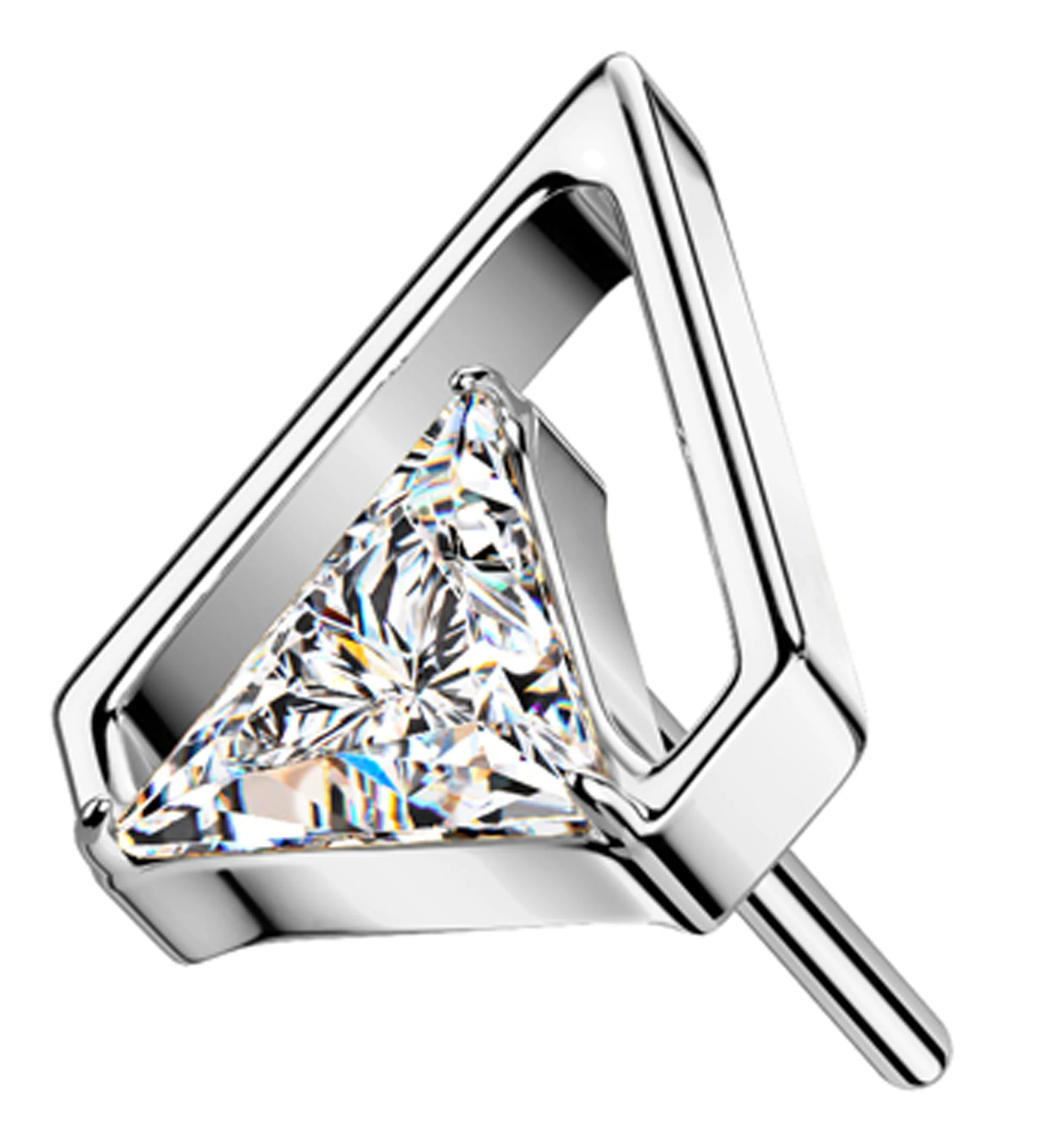 Triangle Chasm Clear CZ Titanium Threadless Top