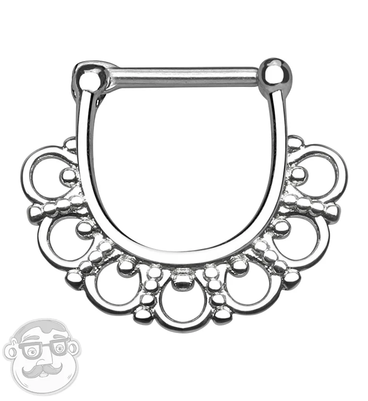 Tribal Fan Stainless Steel Septum Clicker