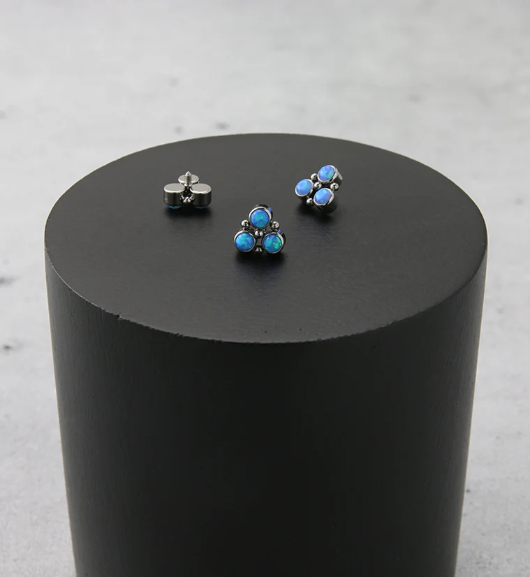 Trinity Beaded Blue Opalite Internally Threaded Titanium Top - Image 2
