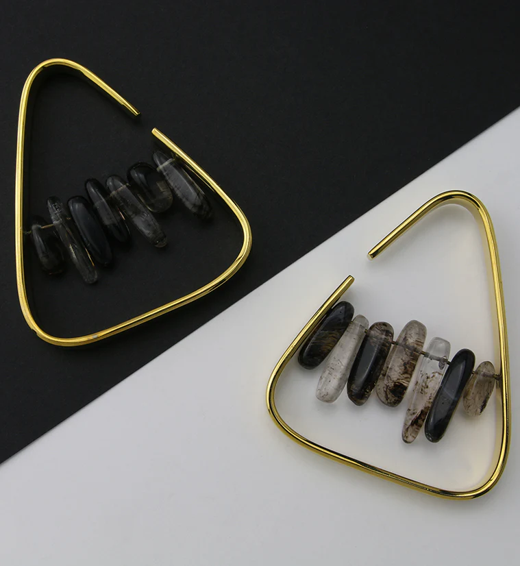 Trinity Smokey Quartz Brass Ear Weights - Image 2