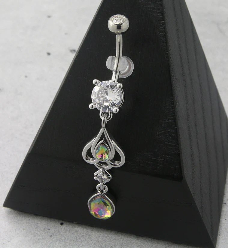Trinket Dangle Black Aurora CZ Belly Button Ring - Image 2