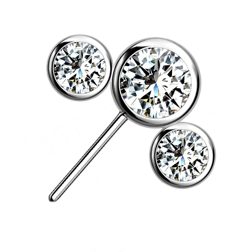 Triple Clear CZ Titanium Side Facing Threadless Top