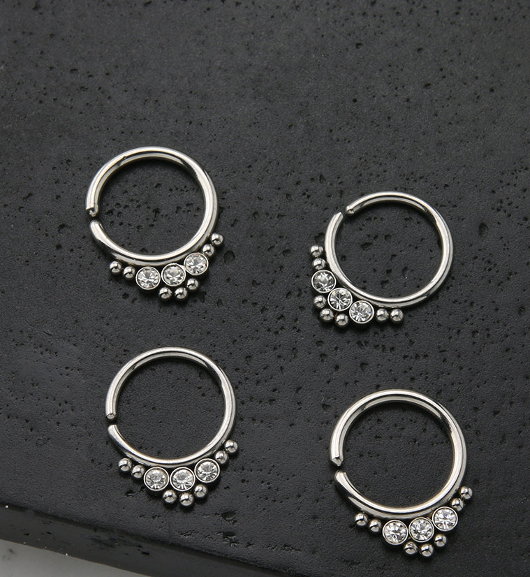 Triple CZ Annealed Seamless Hoop Ring - Image 2