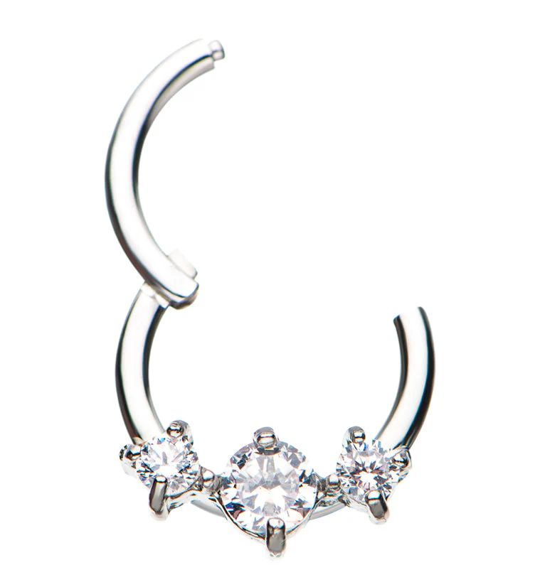 Triple CZ Prong Hinged Segment Ring - Image 2