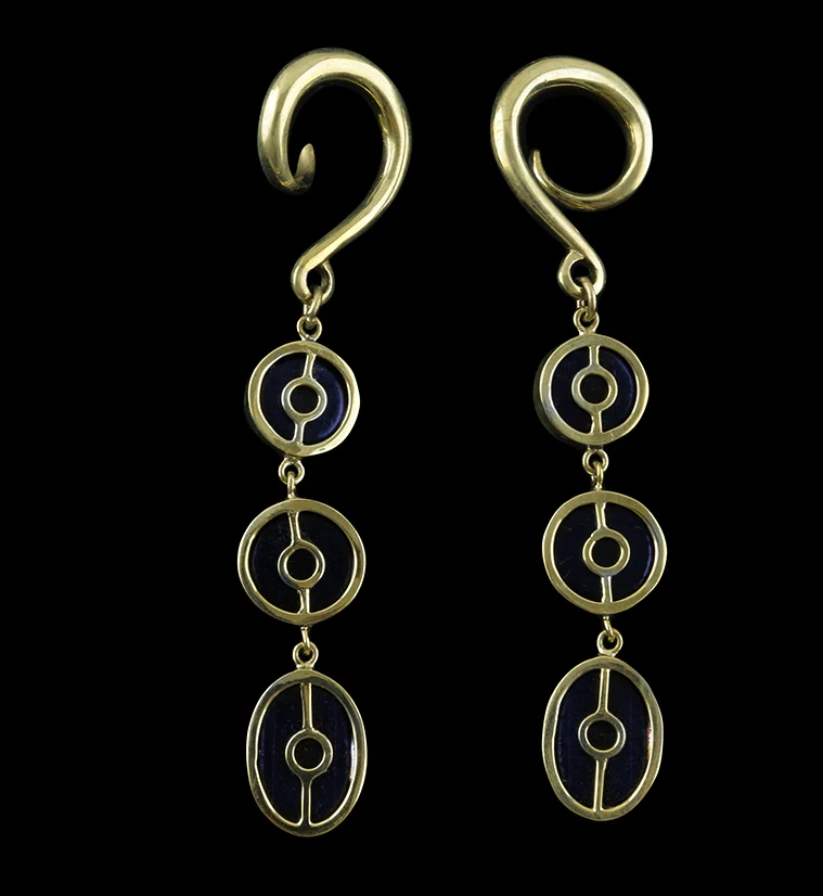 Triple Dichroic Glass Cab Brass Ear Weights - Image 2