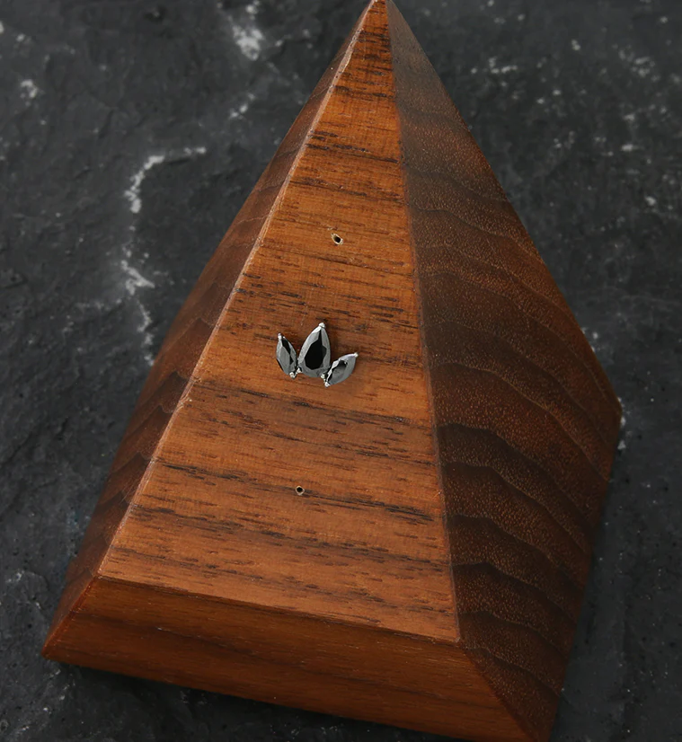 Triple Empress Teardrop Black CZ Threadless Titanium Top - Image 2