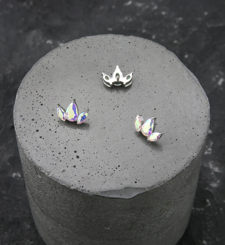 Triple Empress Teardrop Rainbow Aurora CZ Internally Threaded Titanium Top - Image 2