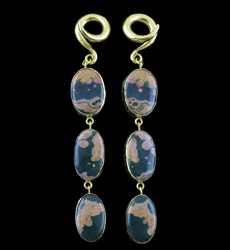 Triple Ocean Jasper Stone Ear Weights