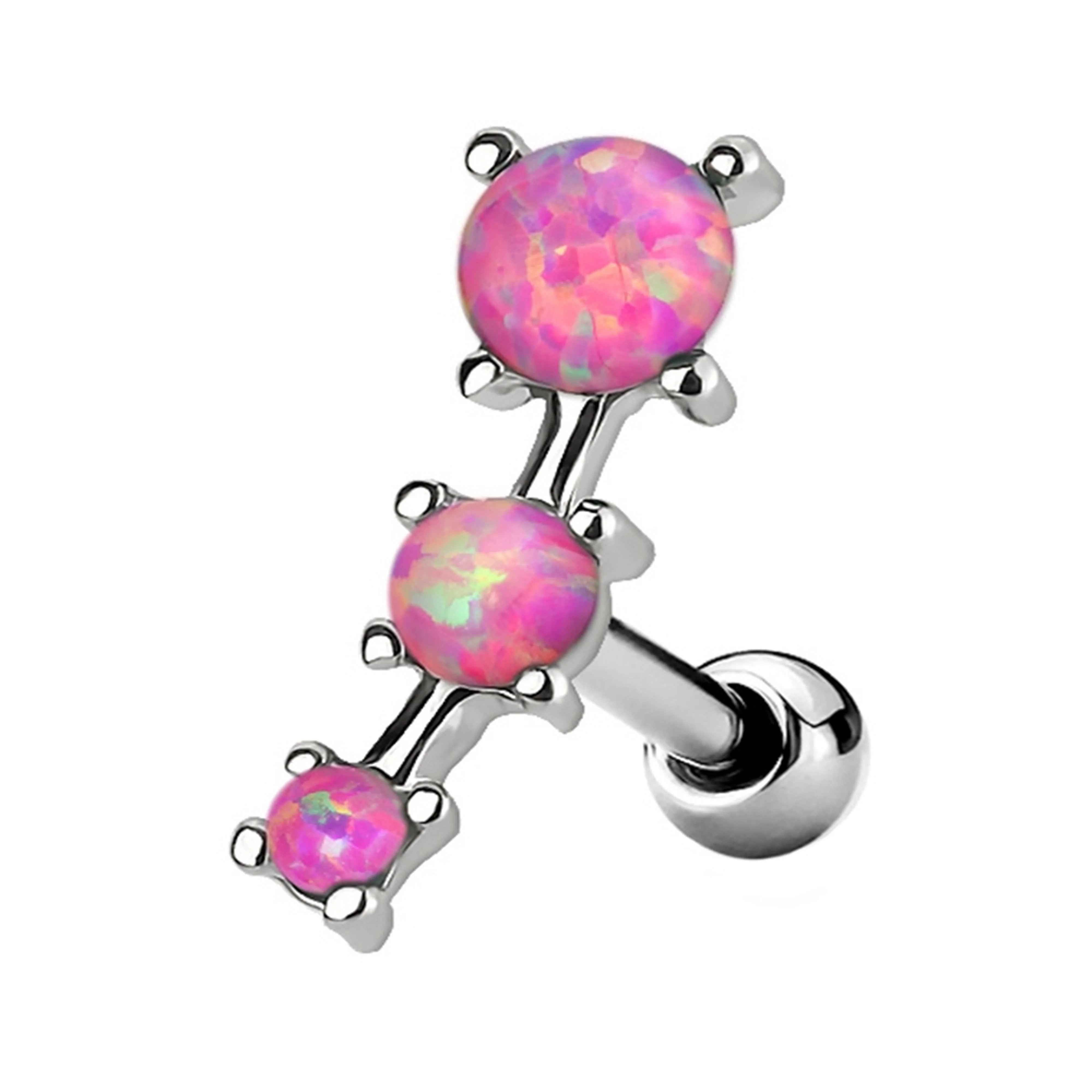 Triple Pink Opalite Ball Cartilage Barbell