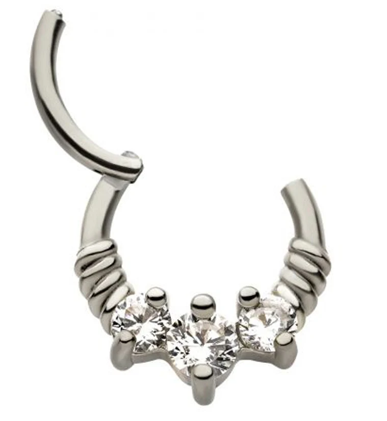 Triple Prong CZ Hinged Segment Ring
