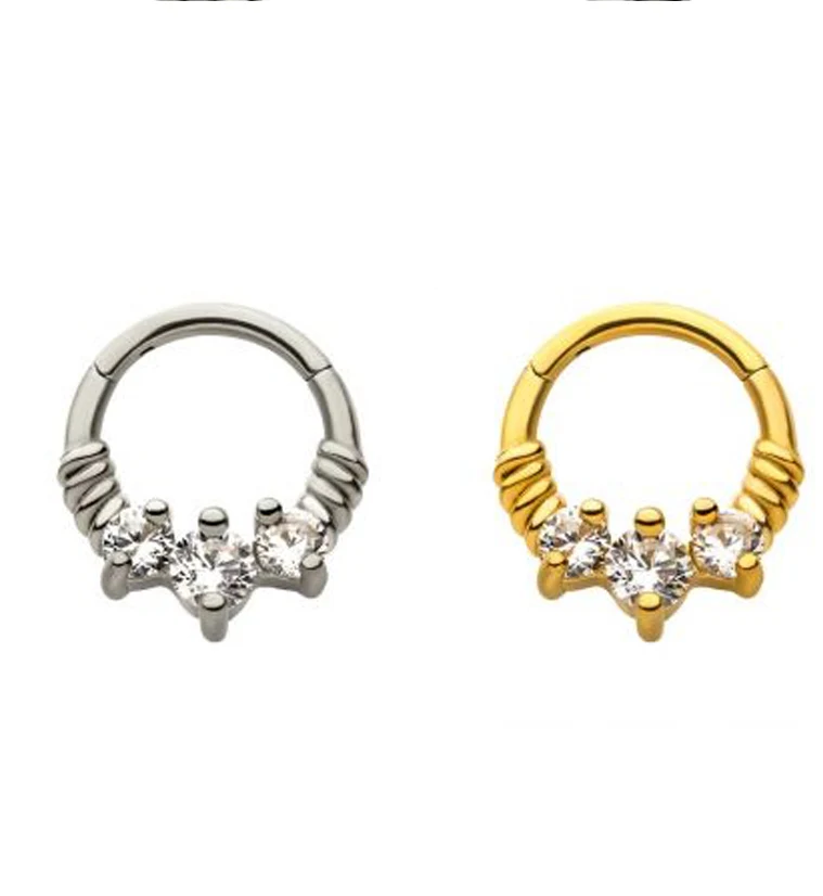 Triple Prong CZ Hinged Segment Ring - Image 2