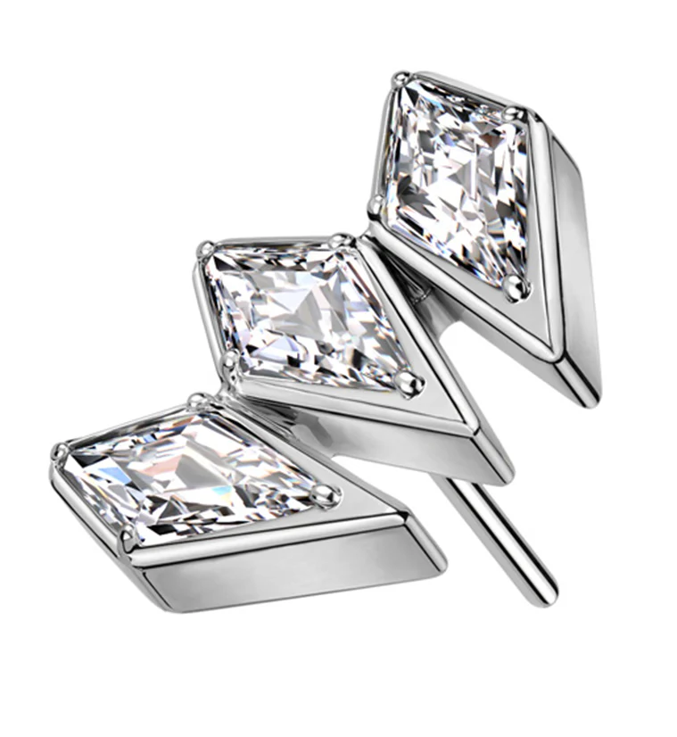 Triple Quill Clear CZ Titanium Threadless Top