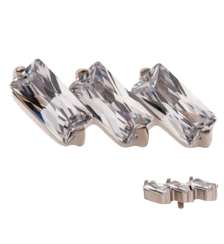 Triple Slant CZ Internally Threaded Titanium Top
