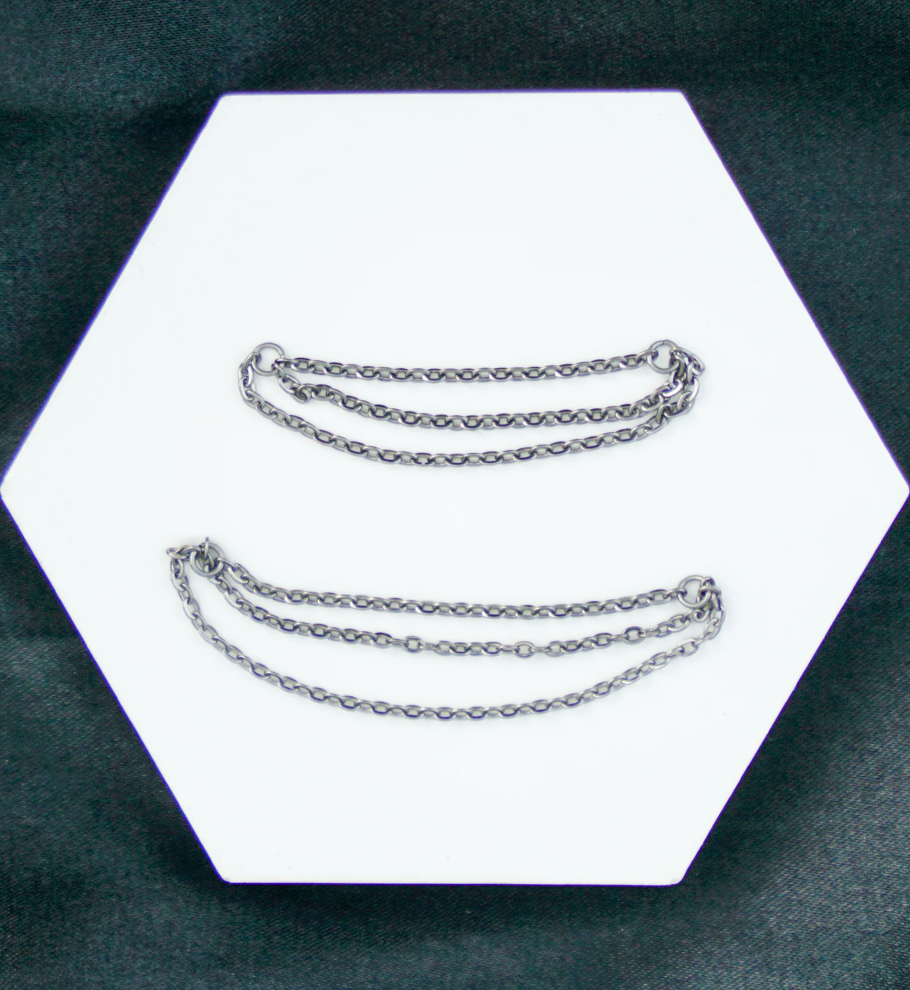 Triple Titanium Nose/Cartilage Connector Chain - Image 2