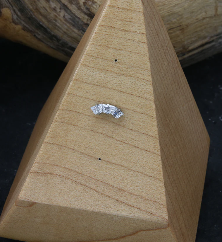 Triple Trapezoid Arch Clear CZ Threadless Titanium Top - Image 2