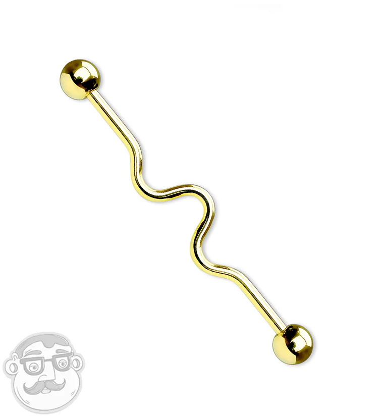 Triple Wave Color Industrial Stainless Steel Barbell - Image 2