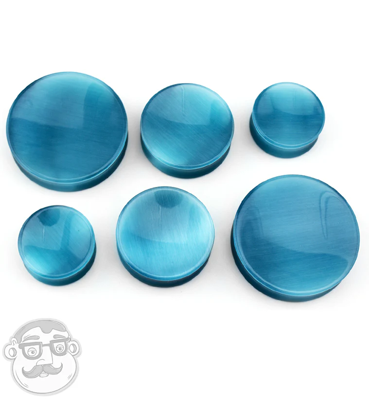Turquoise Cat's Eye Glass Plugs - Image 6