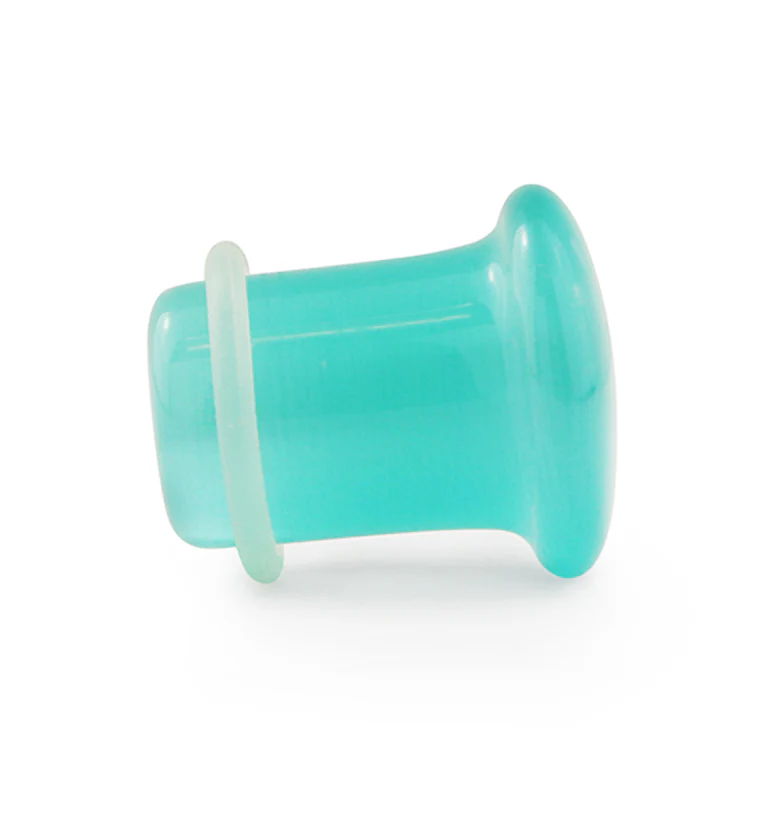 Turquoise Cat's Eye Glass Single Flare Plugs - Image 5