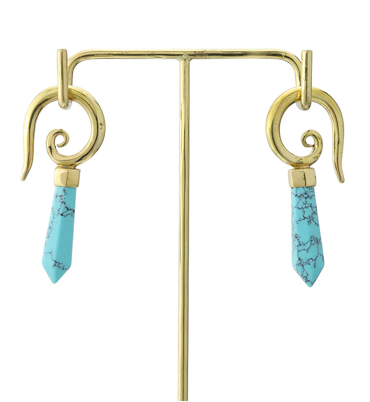 Turquoise Cutlas Brass Ear Weights - Image 4