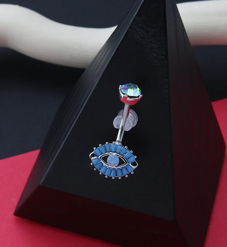 Turquoise Eye CZ Opalite Belly Ring - Image 2