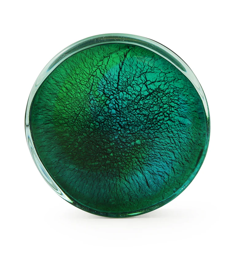 Turquoise Green Dichroic Glass Plugs - Image 4