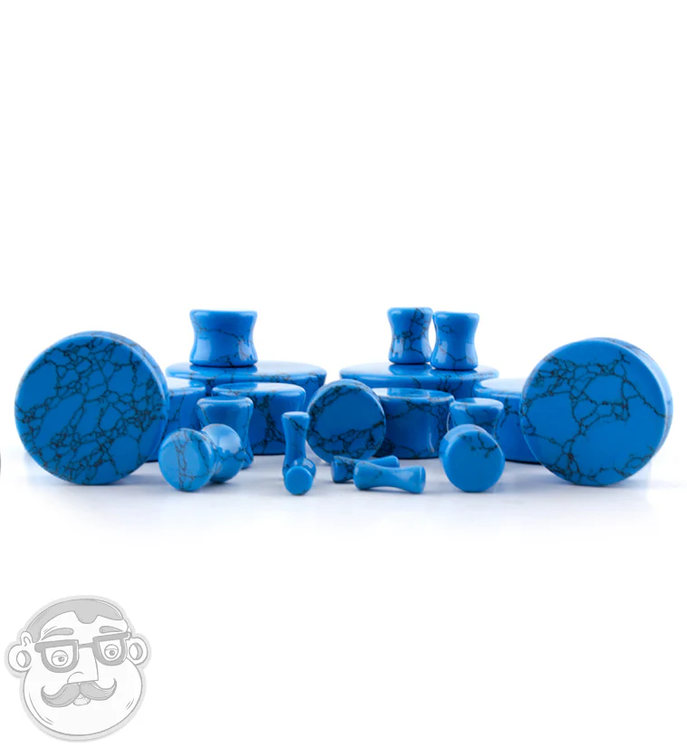 Turquoise Howlite Stone Double Flare Plugs - Image 10