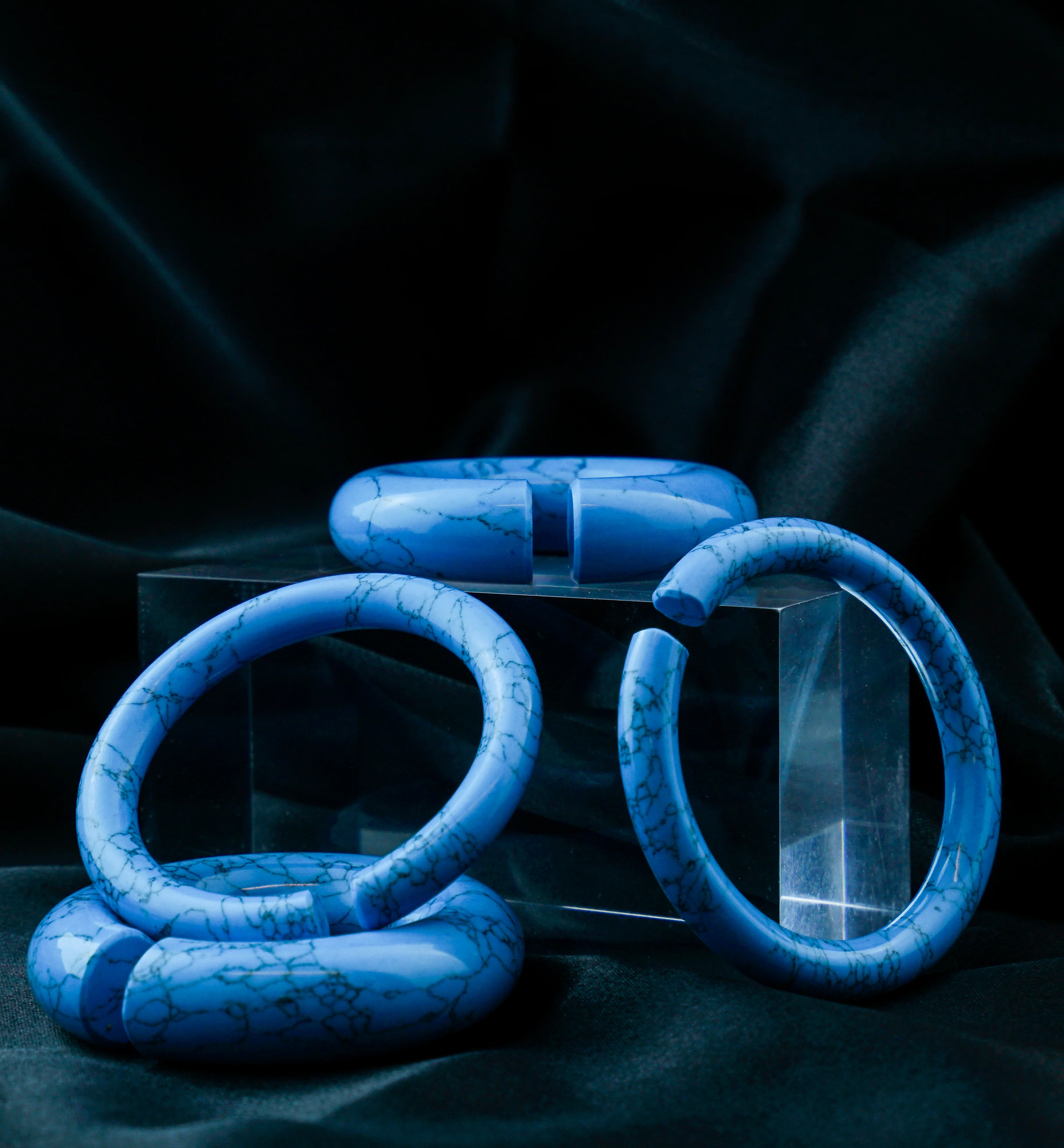 Turquoise Howlite Stone Hoop Plugs - Image 2