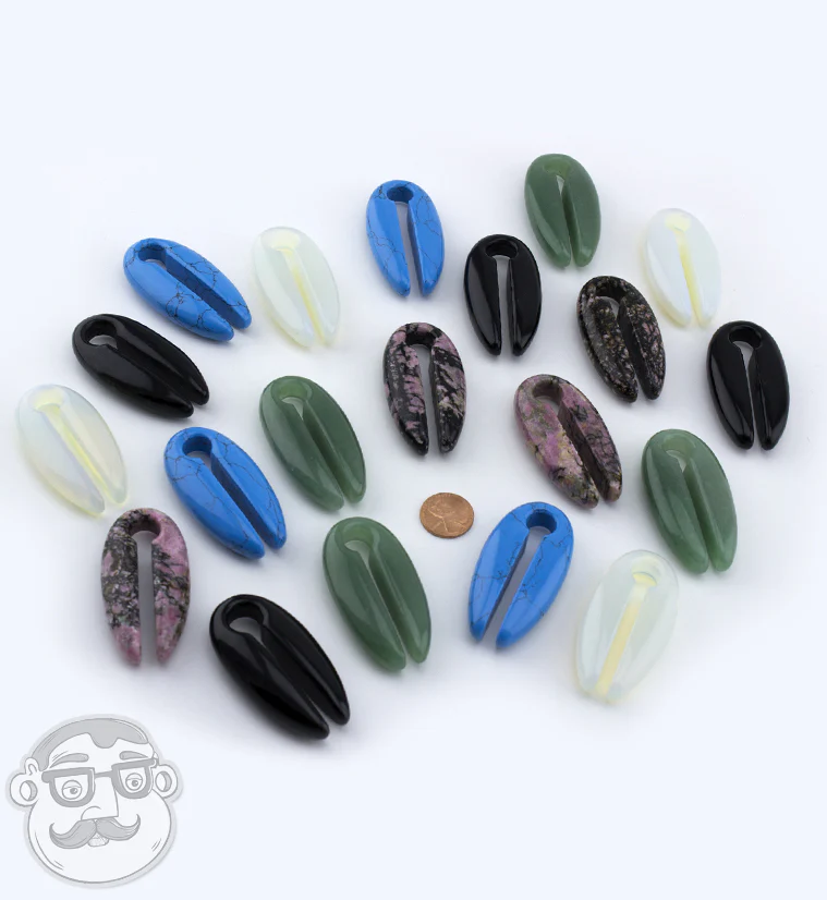 Turquoise Howlite Stone Keyhole Ear Weights - Image 6