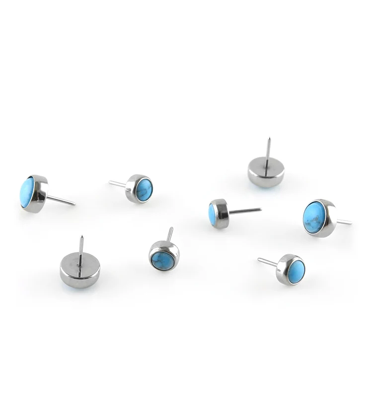 Turquoise Howlite Stone Titanium Threadless Top - Image 3