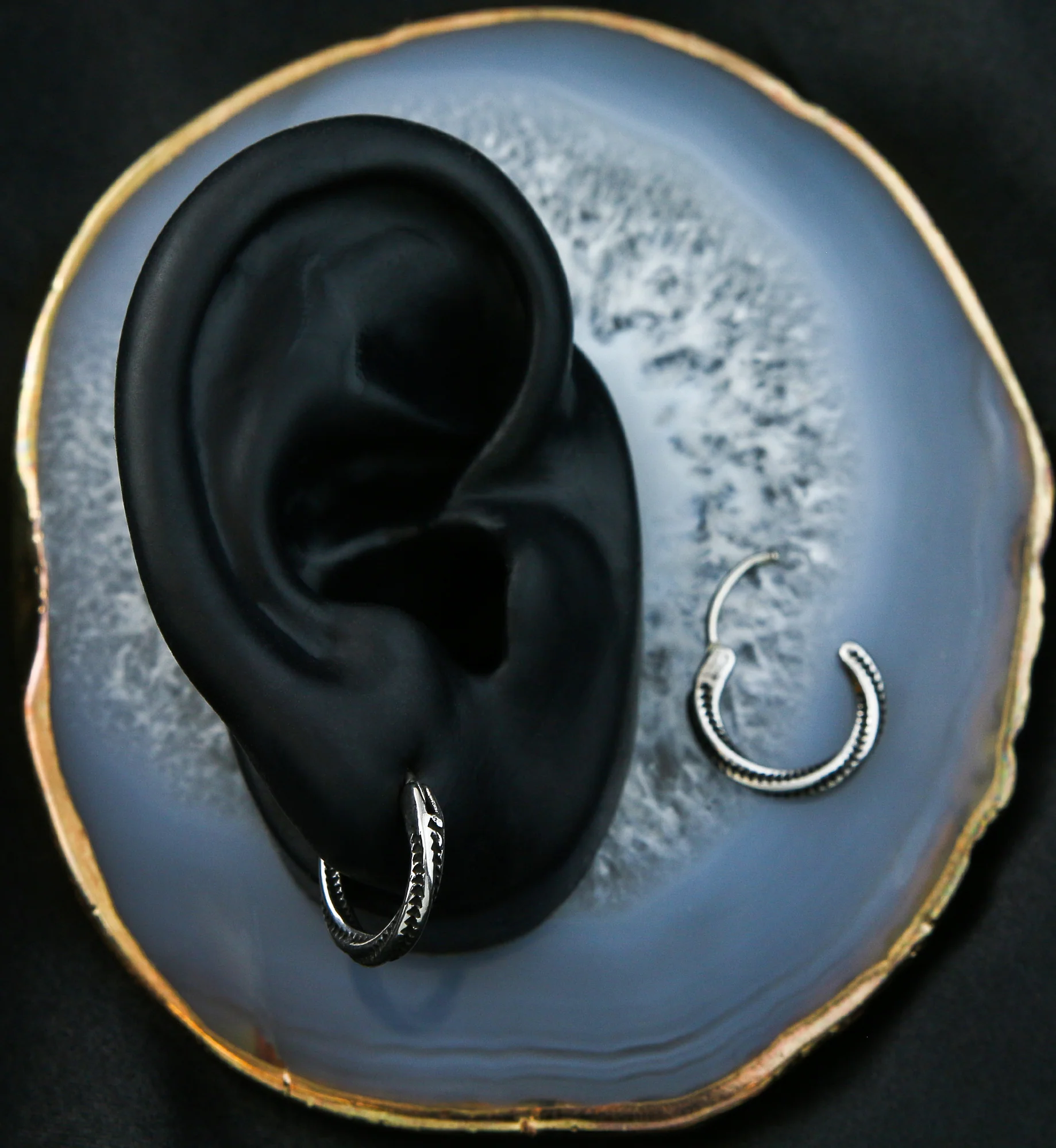 Twisted Ridge Stainless Steel Hoop Earrings - Image 2