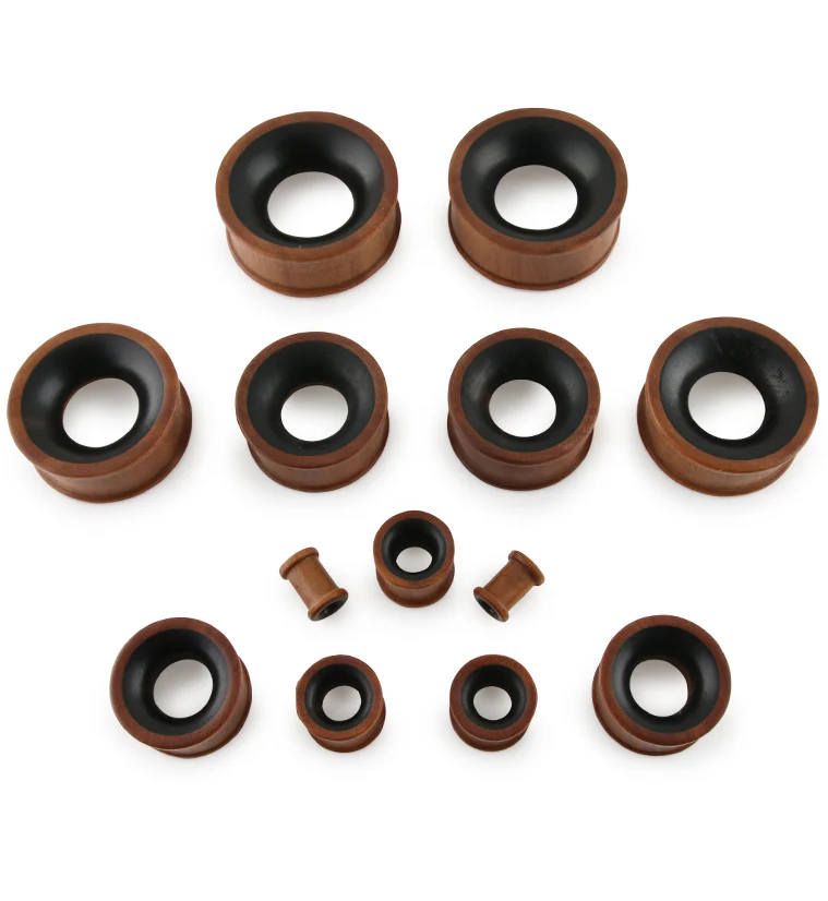 Two Tone Saba & Sono Concave Wood Tunnel Plugs - Image 2