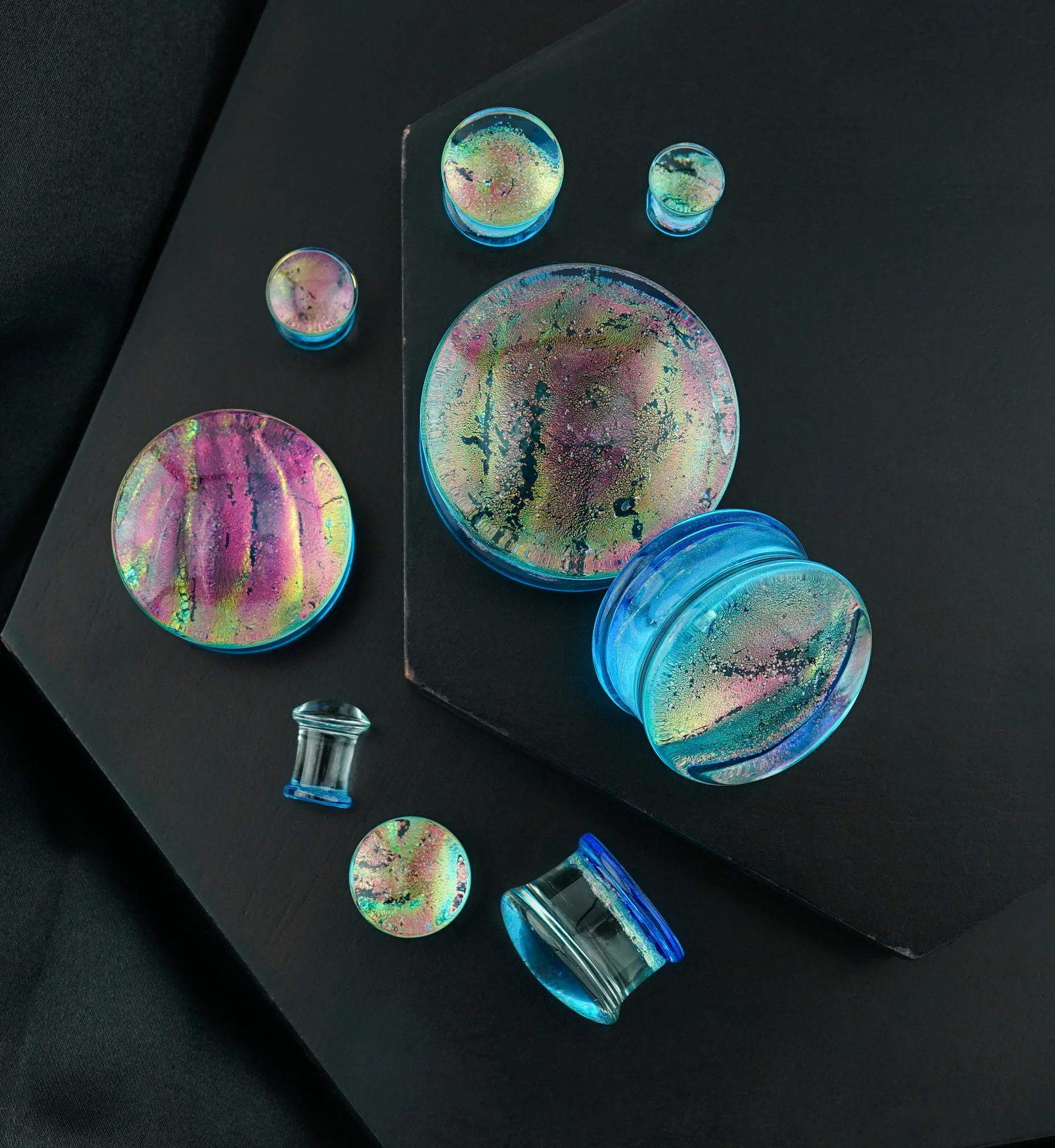 Vice Blue & Pink Dichroic Glass Plugs - Image 2