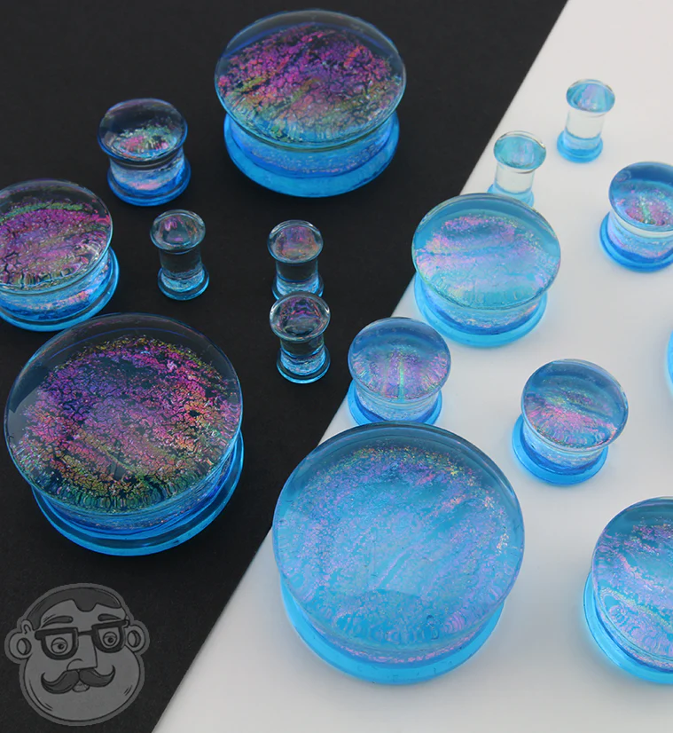 Vice Blue & Pink Dichroic Glass Plugs - Image 4