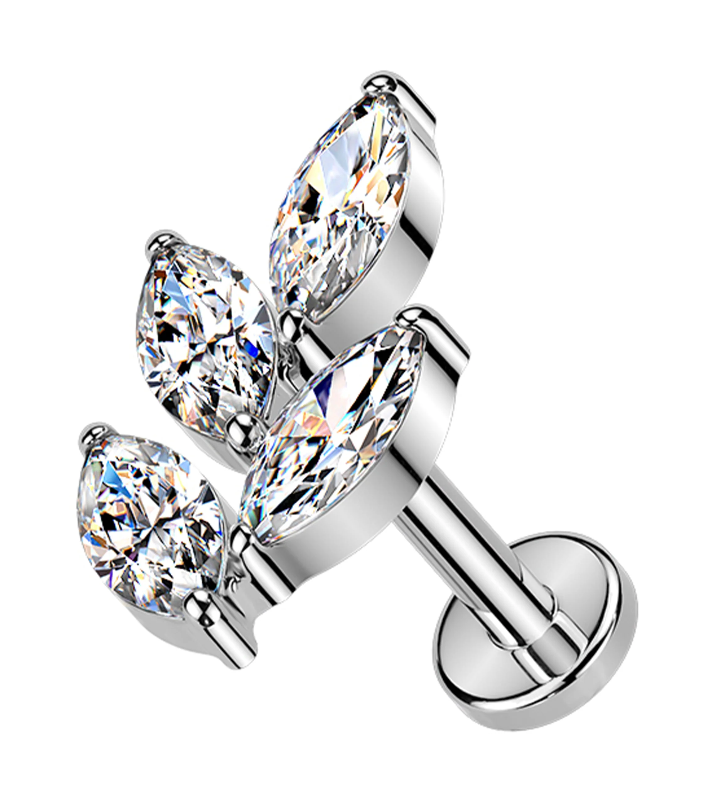 Vine Clear CZ Titanium Threadless Labret
