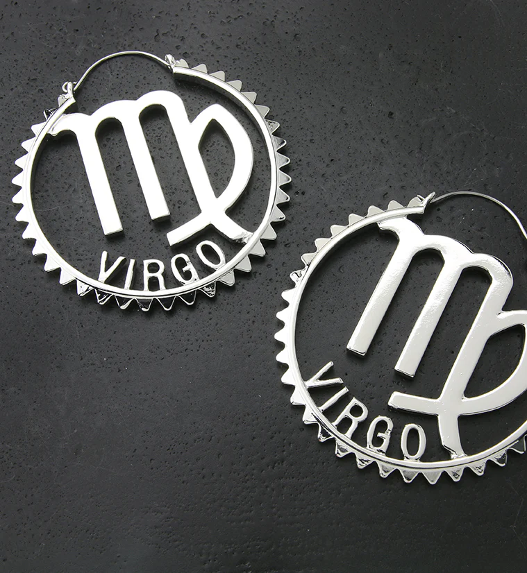 Virgo Sign Plug Hoops - Image 2