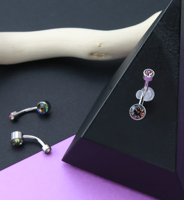 Vitrail Double Swarovski Bezel Titanium Belly Button Ring - Image 2